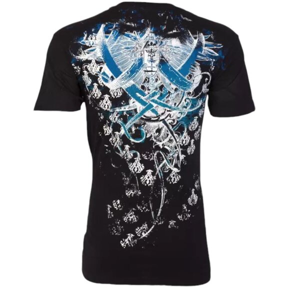 ARCHAIC by AFFLICTION Black WOODCUTS Short Sleeve Slim Fit Y2K T-shirt - Picture 3 of 8